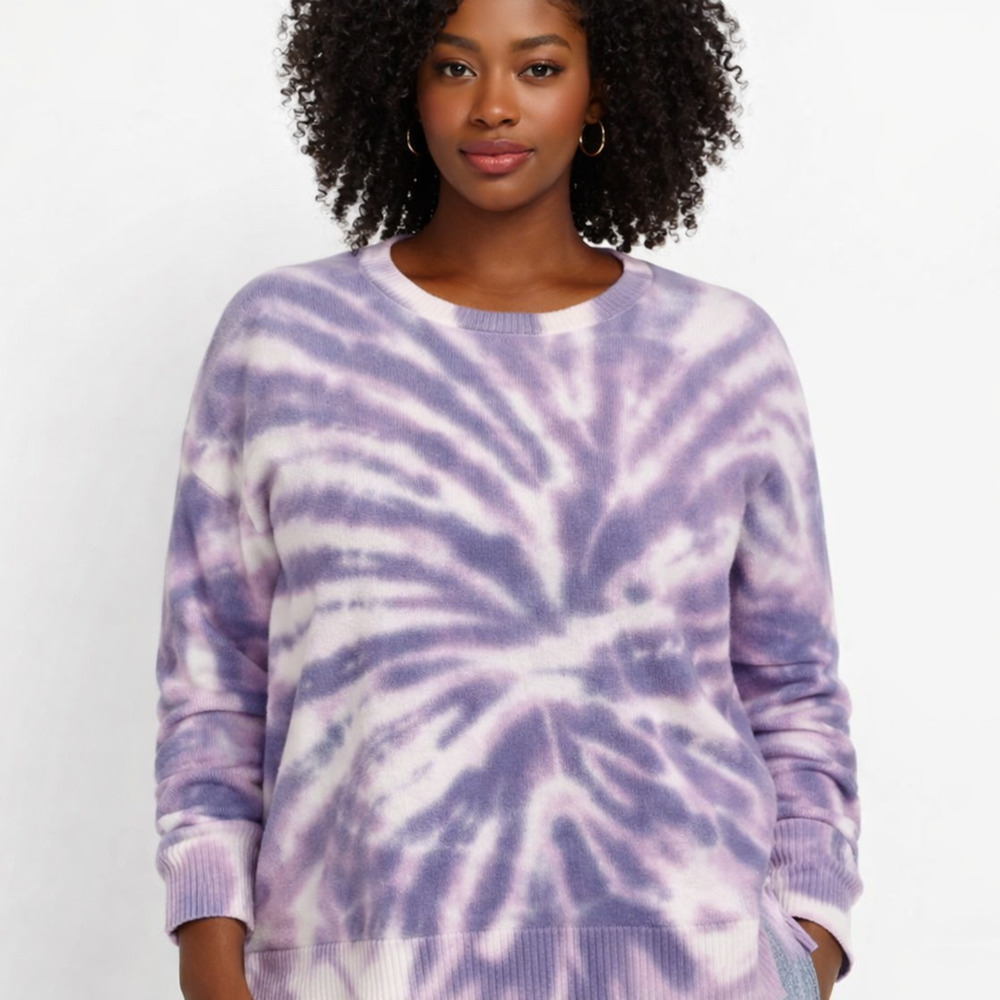 Anthro Lilac Tie Dye Sweater XL NWT Purple Oversized Lightweight Knit